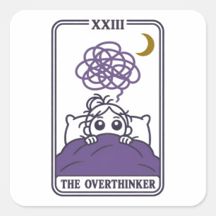 Das Overthinker-Tarot-Parodie Schlaflose Nacht Quadratischer Aufkleber
