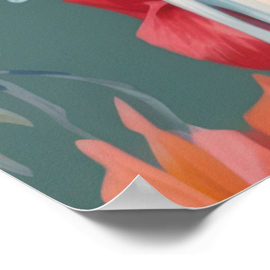 Das Paar der Kakados in einem blühenden Baum Poster (Ecke)