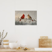Das Paar Winterkardinalposter Poster (Küche)