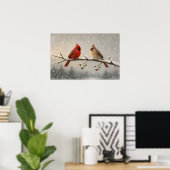 Das Paar Winterkardinalposter Poster (Heimbüro)