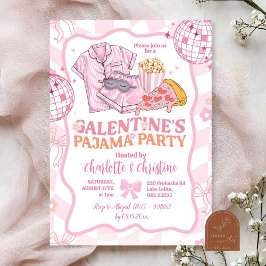 Das Pajama-Party von Soft Pink Retro Galentine Einladung