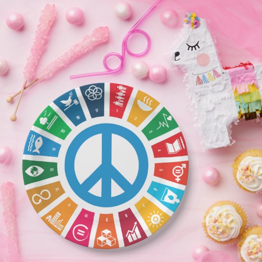 Das Paket "Peace Sustainability Goals Öko Friendly Pappteller (Party)