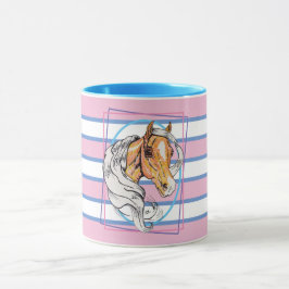Das Palomino (blau, rosa und weiß) Tasse