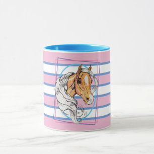 Das Palomino (blau, rosa und weiß) Tasse