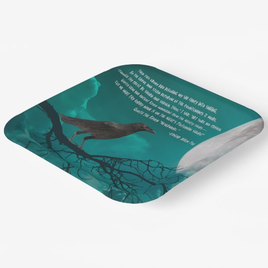 Das Papier Teller den Raven in Grün mit Gedicht (Gewinkelt)