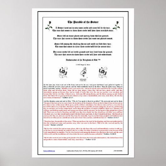 Das Parabel der Dusche Poster (Vorne)