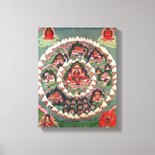 Das Paradies von Shambhala, tibetanische Fahne Leinwanddruck