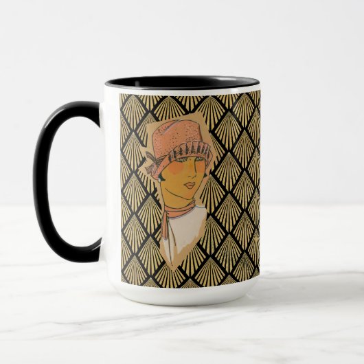 Das Pariser Flapper & Gold Art Deco Muster Tasse (Links)