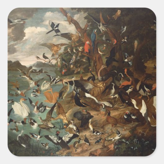 Das Parlament der Vögel Quadratischer Aufkleber (Vorderseite)