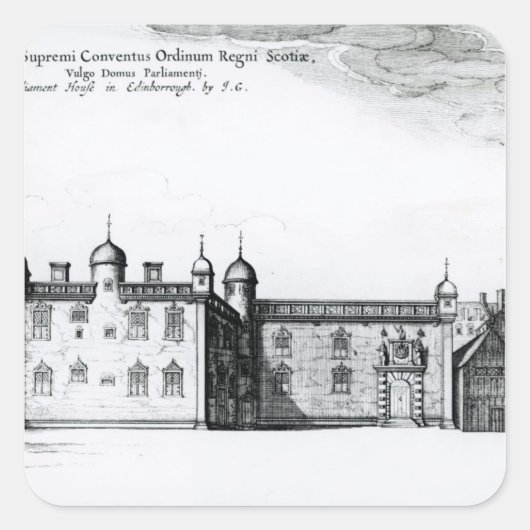 Das Parlament in Edinburgh Quadratischer Aufkleber (Vorderseite)