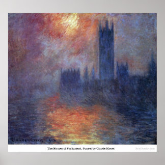 Das Parlament, Sunset von Claude Monet Poster