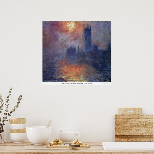 Das Parlament, Sunset von Claude Monet Poster (Küche)