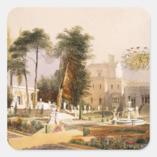 Das Parterre in den Gärten von Wilton, dem Sitz de Quadratischer Aufkleber