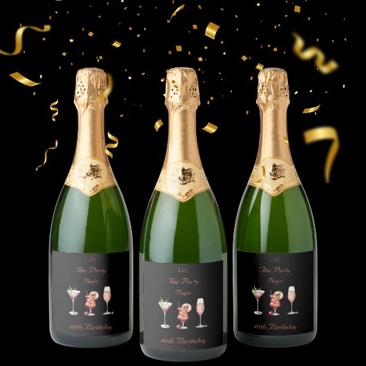 Das Party beginnt Erwachsene 40. Geburtstag lassen Schaumweinetikett