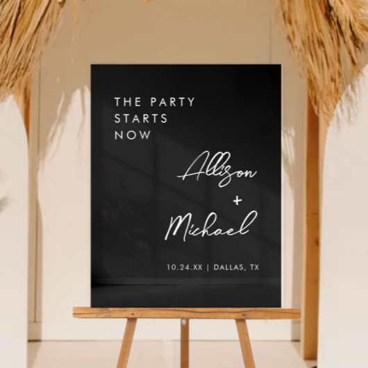 Das Party beginnt jetzt mit Schwarzen Hochzeiten Acrylschild