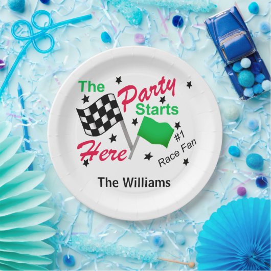 Das Party "Checked Flag" beginnt hier Personalisie Pappteller (Party)