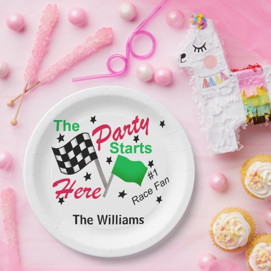 Das Party "Checked Flag" beginnt hier Personalisie Pappteller (Party)