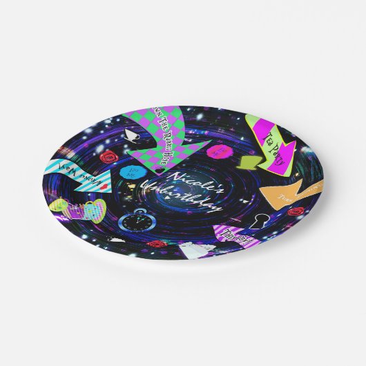 Das Party der Kaninchenloch-Alice im Wunderland Pappteller (Schrägansicht)