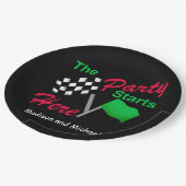 Das Party der kontrollierten Flagge beginnt hier d Pappteller (Schrägansicht)