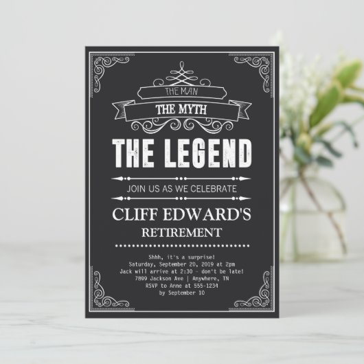 Das Party "Der Mensch der Mythos und die Legende d Einladung (Stehend Vorderseite)