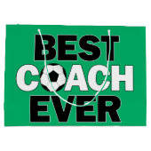 Das Party des besten Trainers für Fußball Große Geschenktüte (Rückseite)