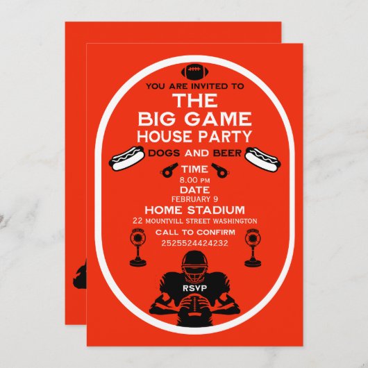 Das Party des Big Game Football House Save The Date (Vorne/Hinten)