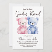 Das Party des blauen und rosa Bärengeschlechts Einladung (Vorderseite)