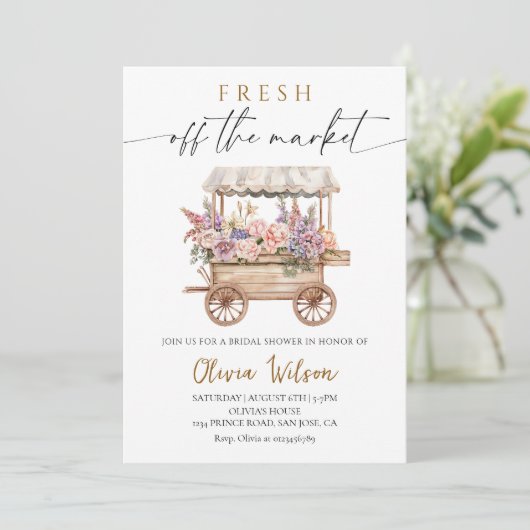 Das Party des Brautparty vom Markt Einladung (Stehend Vorderseite)