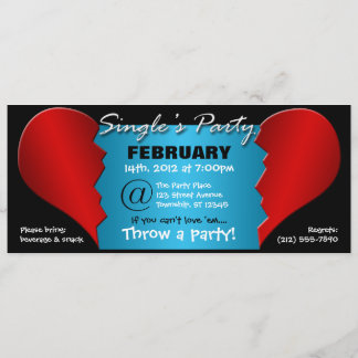 Das Party des defektes Herz-Singles - 9,25"" Einladung