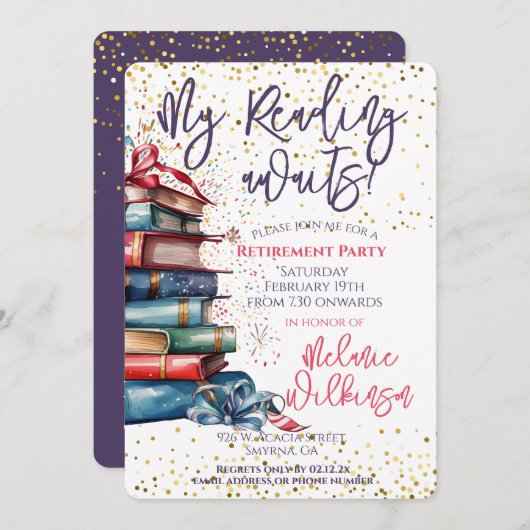 Das Party des "Funny Retirement Reading" Einladung (Vorne/Hinten)