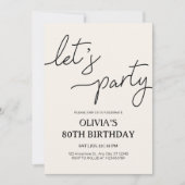 Das Party des modernen Lassend 80. Geburtstages Einladung (Vorderseite)