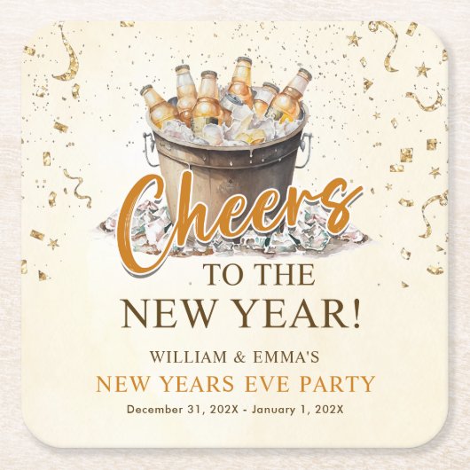 Das Party des Neujahrs Rechteckiger Pappuntersetzer (Vorderseite)