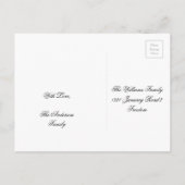 Das Party des Neujahrs Save the Date Schwarz und W Ankündigungspostkarte (Rückseite)