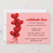 Das Party des Roten Herzens strahlt Balloons zum V Einladung (Vorderseite)