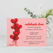 Das Party des Roten Herzens strahlt Balloons zum V Einladung (Stehend Vorderseite)