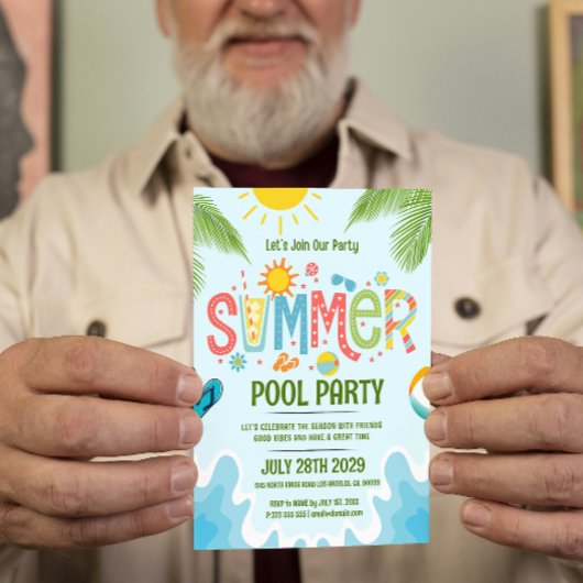 Das Party des Sommerbades ist grün und blau und lä Einladung