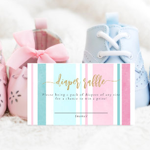 Das Party "Diaper Raffle Pink and Blue Gender Reve Begleitkarte