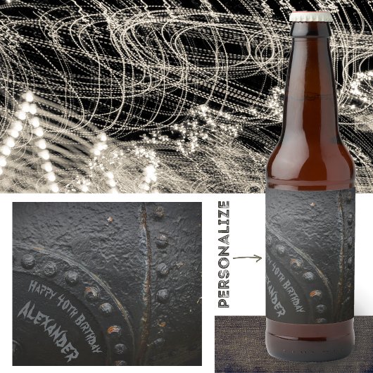 Das Party eines Mannes mit schwarzem Industriestan Bierflaschenetikett