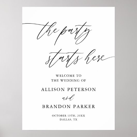 Das Party fängt hier an, wo ein Schild gedruckt wi (Vorne)