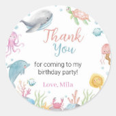 Das Party für das Etikett der "Sea Pastel Birthday Runder Aufkleber (Vorderseite)