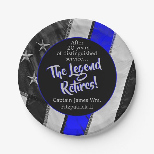 Das Party für das Polizeirezept der Legend Retires Pappteller (Vorderseite)