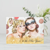 Das Party-Glitzer-Foto des Beifall-neuen Jahres Einladung (Stehend Vorderseite)