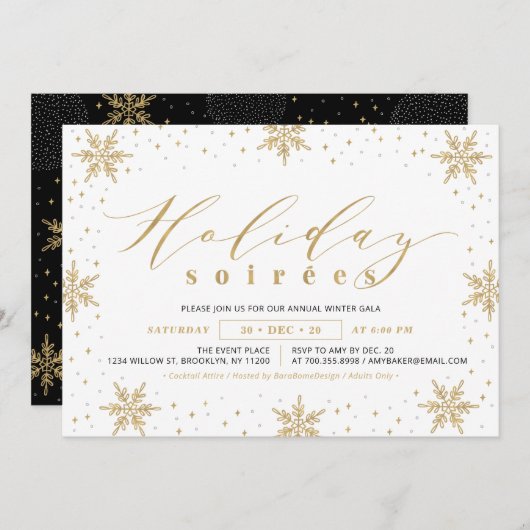 Das Party "Gold & Black Corporate Holiday Soiree" Einladung (Vorne/Hinten)