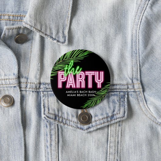 Das Party Grün und Rosa tropischer Bach Button (Beispiel)
