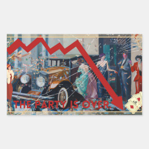 Das Party ist vorbei. Rechteckiger Aufkleber