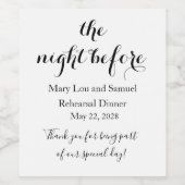 Das Party "Nacht vor der Probe" Weinetikett (Einzelnes Label)