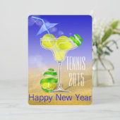 Das Party neuen Jahres Tennis-Margarita Einladung (Stehend Vorderseite)