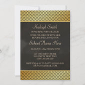 Das Party "Off To Uni" aus Gold und Schwarz lädt e Einladung (Vorderseite)