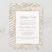 Das Party "Off To Uni" aus Gold und Weiß lädt ein Einladung (Vorne/Hinten)