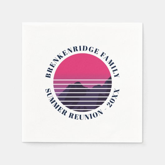 Das Party Retro Sunset Mountains Family Paper Serviette (Vorderseite)